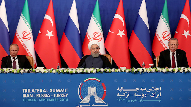 Turkish President Tayyip Erdogan speaks during a news conference with President Hassan Rouhani of Iran and Vladimir Putin of Russia following their meeting in Tehran, Iran September 7, 2018. 