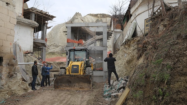 Göreme'deki otel inşaatının yıkımına başlandı. 