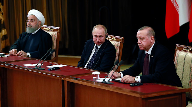 İran Cumhurbaşkanı Ruhani, Rusya Devlet Başkanı Putin, Cumhurbaşkanı Erdoğan