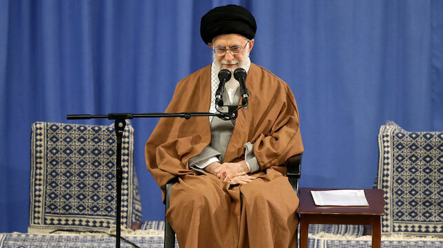 Iranian Supreme Leader Ayatollah Ali Khamenei delivers a speech 