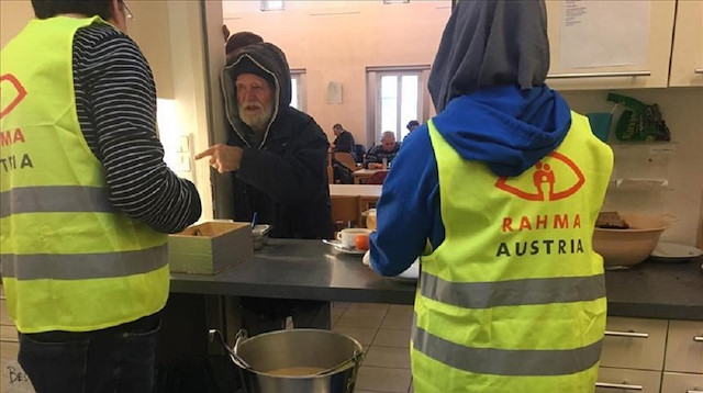 RAHMA Austria association in the Austrian capital Vienna is distributing hot meals to homeless and needy people.