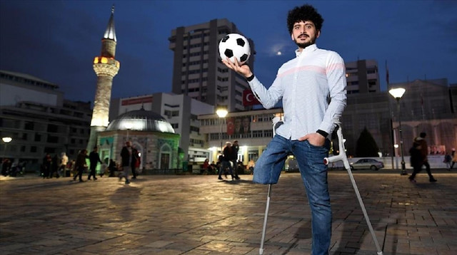 A Turkish footballer, who lost one of his legs in an accident but never stopped playing football, was chosen by UEFA as this month's personality.