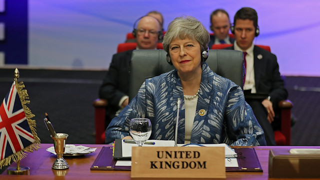 Britain's Prime Minister Theresa May attends a summit between Arab league and European Union member states, in the Red Sea resort of Sharm el-Sheikh, Egypt, February 24, 2019. 