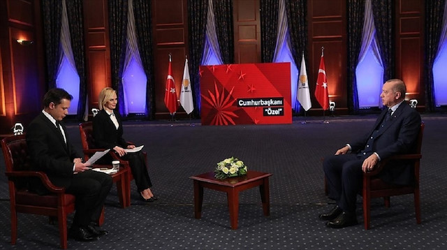 Turkey's President Recep Tayyip Erdoğan talks private channel NTV.