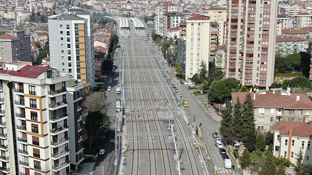 Gebze-Halkalı Marmaray hattındaki son durum havadan görüntülendi.