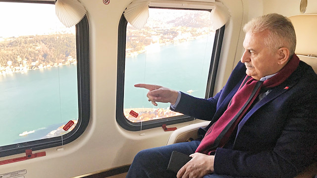 Binali Yıldırım, Adalar programı dönüşü, havadan İstanbul’u inceledi.