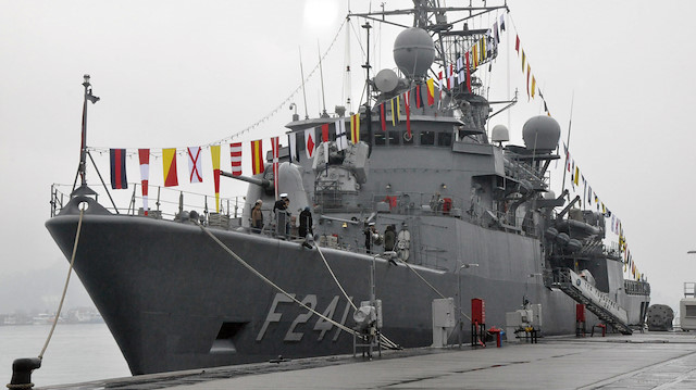 Mavi Vatan Tatbikatı'na katılan Türk savaş gemisi.