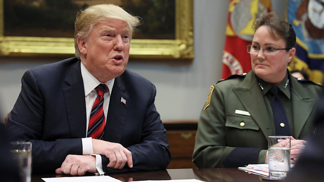 File photo: U.S. President Donald Trump speaks next to Chief of US Border Patrol Carla Provost during a briefing on "drug trafficking on the southern border" in the Roosevelt Room at the White House in Washington, U.S., March 13, 2019. 
