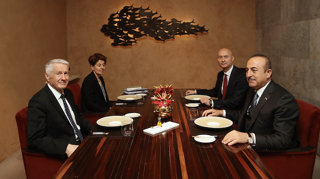 Bakan Çavuşoğlu, Avrupa Konseyi Genel Sekreteri Thorbjorn Jagland ile bir araya geldi.