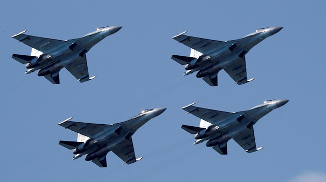 Sukhoi Su-35 multi-role fighters of the Sokoly Rossii (Falcons of Russia) 