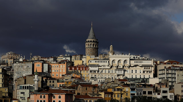 Historical Galata Tower is pictured in Istanbul, Turkey 