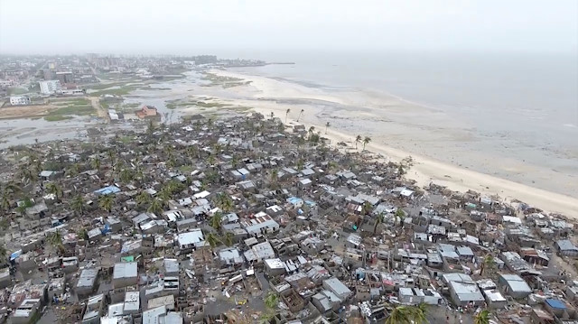 Drone footage shows destruction after Cyclone Idai in the settlement of Praia Nova, which sits on the edge of Beira, Mozambique, March 18, 2019 