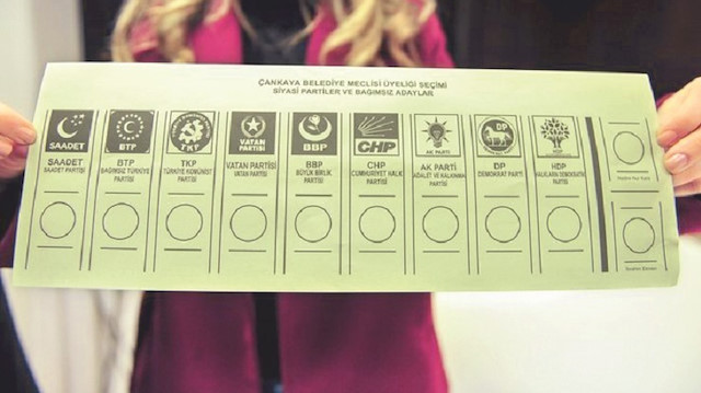 31 Mart'ta meclis üyeliği seçiminde kullanılacak oy pusulası.