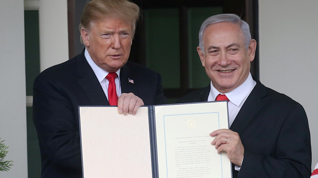 ABD Başkanı Trump, dün İsrail Başbakanı Netanyahu ile düzenlediği basın toplantısının ardından Golan işgalini tanıyan kararnameyi imzalamıştı.
