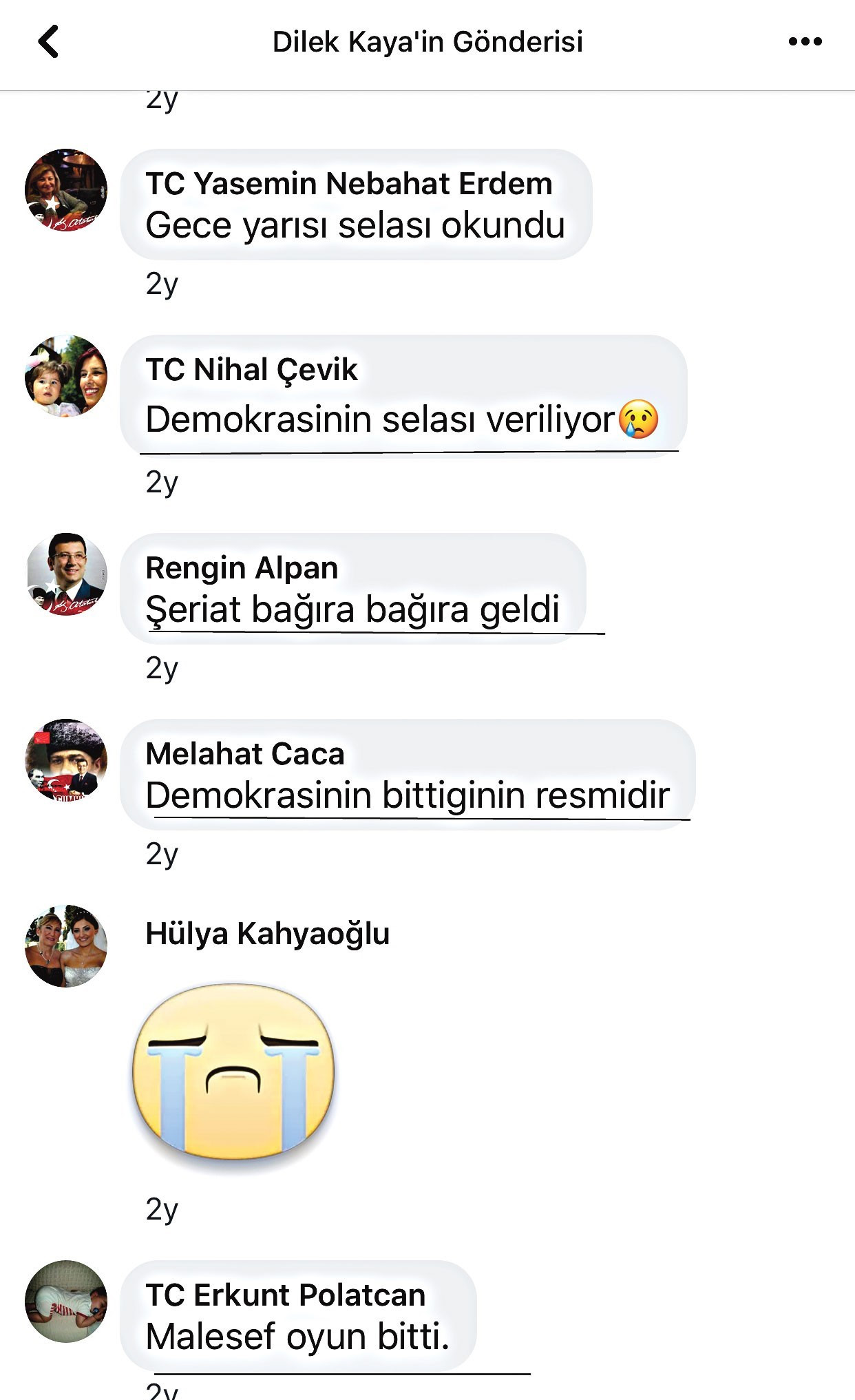 Dilek İmamoğlu'nun 15 Temmuz darbe girişiminden sonra yaptığı paylaşımlara destek verenler.