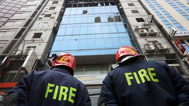 A building is seen where a fire broke out in Dhaka, Bangladesh