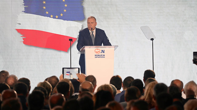 Grzegorz Schetyna, leader of the Civic Platform delivered a speech during the joint convention of opposition parties Civic Platform (Platforma Obywatelska) and Modern (Nowoczesna) in Warsaw, Poland, September 8, 2018.