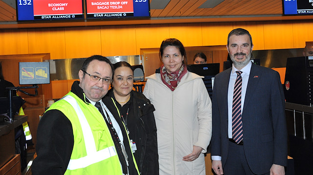THY'nin Kopenhag Havalimanı'ndan İstanbul Havalimanı'na ilk seferi için yolcuların check-in işlemi yapıldı.