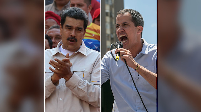 Venezuela Devlet Başkanı Nicolas Maduro ve Juan Guiado.