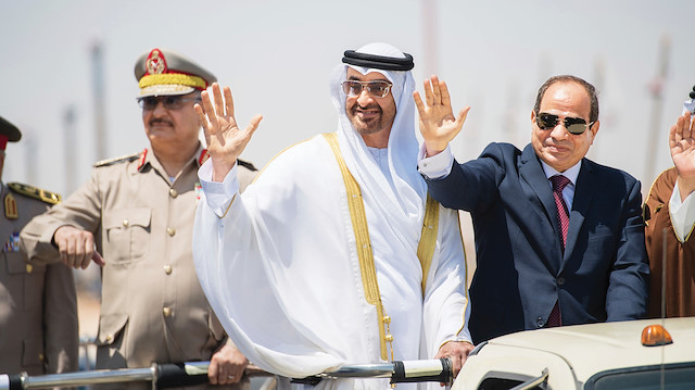 Libya Ulusal Ordu lideri Halife Hafter, BAE Velaiht Prensi Muhammed Bin Zayed ve Mısır’ın darbeci lideri Abdülfettah el-Sisi, 