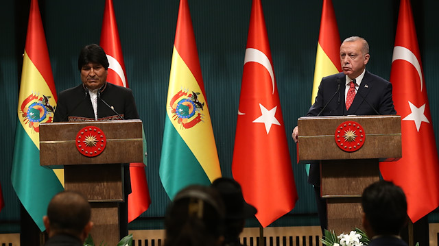 Cumhurbaşkanı Erdoğan Bolivya Devlet Başkanı Ayma ile  ortak basın toplantısı düzenledi.