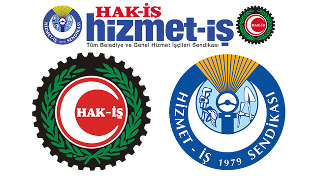 HAK-İŞ ve Hizmet-İş sendiklarının logoları