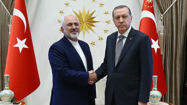 İran Dışişleri Bakanı Zarif ve Cumhurbaşkanı Erdoğan.