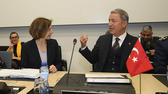 Turkish National Defense Minister Hulusi Akar and  Florence Parly