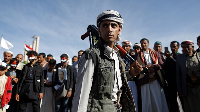 File photo: Houthi supporters attend a rally 