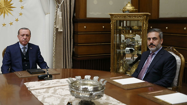 Arşiv: Cumhurbaşkanı Erdoğan ile Hakan Fidan Cumhurbaşkanlığı Külliyesi'nde görüştü.