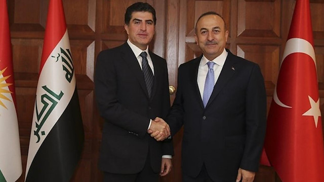 Dışişleri Bakanı Mevlüt Çavuşoğlu ve Irak Kürt Bölgesel Yönetimi (IKBY) Başbakanı Neçirvan Barzani.