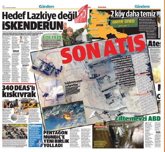 Afrin-Cinderes’te Türk ordusuna saldıran teröristlerin vurulma ânı, insansız hava aracı görüntüleriyle dünyaya böyle duyuruldu.