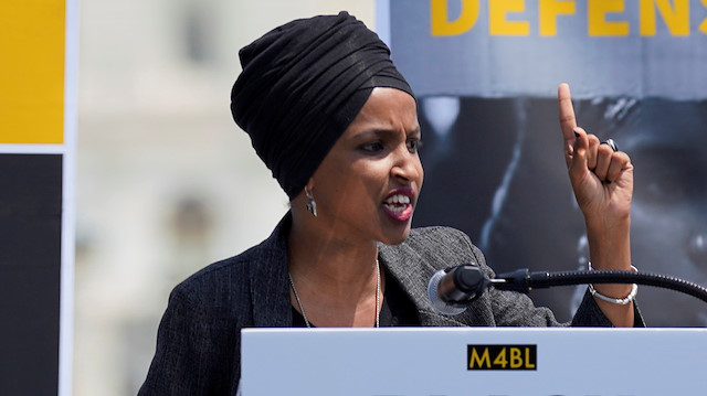 U.S. Rep. Ilhan Omar (D-MN) speaks at a rally