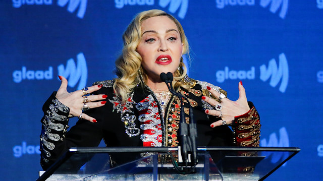 Singer Madonna speaks to guests after receiving the Advocate for Change award during the 30th annual GLAAD awards ceremony in New York City, New York, U.S., May 4, 2019. REUTERS/Eduardo Munoz

