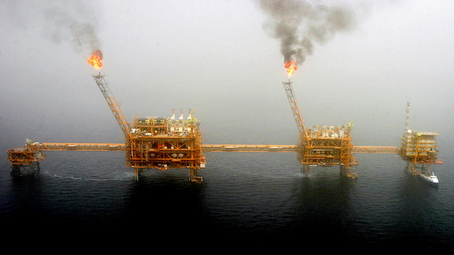 File photo: Gas flares from an oil production platform at the Soroush oilfields in the Persian Gulf, south of the Iranian capital Tehran