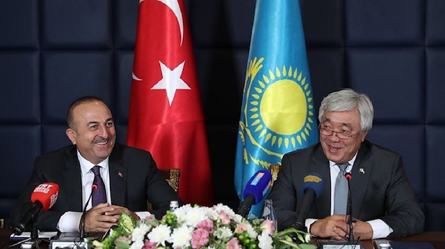 Kazakh Foreign Minister Beibut Atamkulov & Turkey's Foreign Minister Mevlüt Çavuşoğlu