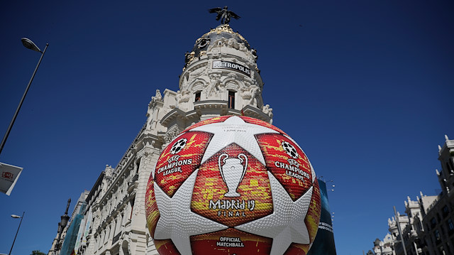 File photo:  A view of the advertisement of the 2019 Champions League Final in Madrid, Spain on May 30, 2019.