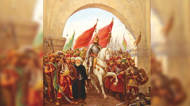 Fausto Zonaro'nun 'Fatih Sultan Mehmet’in İstanbul’a Girişi' isimli eseri.