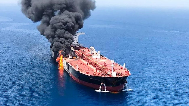 One of two oil tankers targeted in the Gulf of Oman