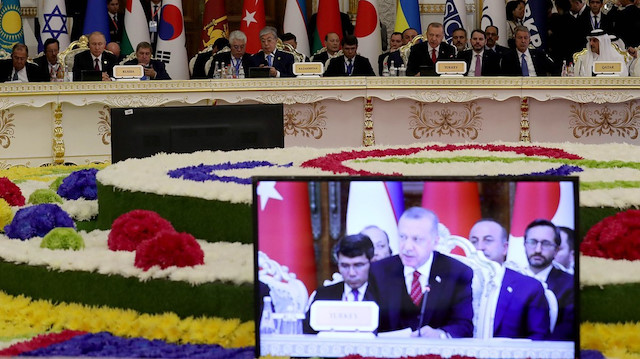 Cumhurbaşkanı Erdoğan, Asya'da İşbirliği ve Güven Artırıcı Önlemler Konferansı (AİGK) 5. Devlet ve Hükümet Başkanları Zirvesi'nde konuşma yaptı.