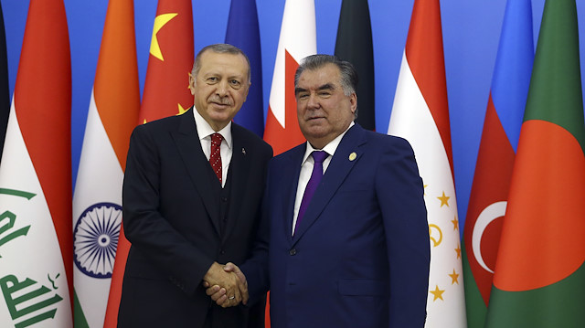 Turkish President Recep Tayyip Erdoğan in Tajikistan  