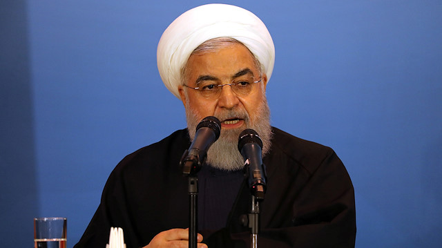 FILE PHOTO: Iranian President Hassan Rouhani speaks during a meeting with tribal leaders in Kerbala, Iraq, March 12, 2019. REUTERS/Abdullah Dhiaa Al-Deen/File Photo  