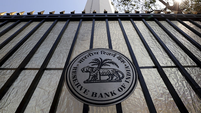 File phoot: The Reserve Bank of India (RBI) seal is pictured on a gate outside the RBI headquarters in Mumbai