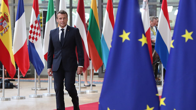 French President Emmanuel Macron arrives for the European Union leaders summit in Brussels, Belgium, June 20, 2019. 
