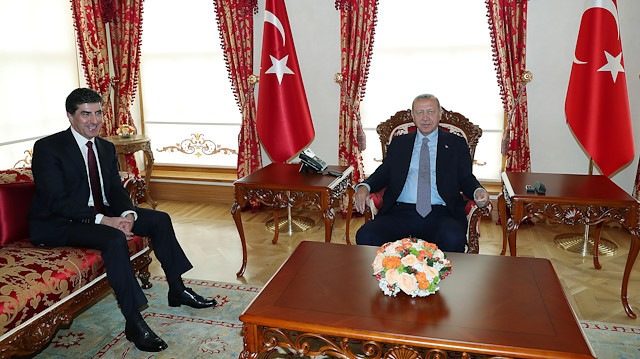 Turkish President Tayyip Erdogan meets with Nechirvan Barzani