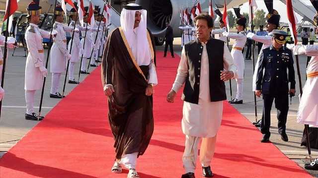 Katar Emiri Şeyh Temim bin Hamed Al Sani ile Pakistan Başbakanı Khan