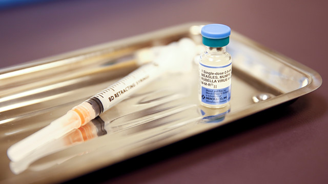A vial of the measles, mumps, and rubella (MMR) vaccine is pictured at the International Community Health Services clinic in Seattle, Washington, US, March 20, 2019.