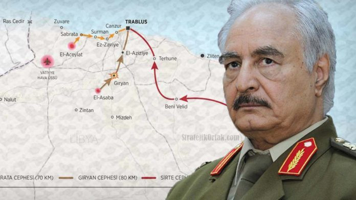 General Hafter'a bağlı güçler, başkent Trablus'un yönetimini ele alabilmek için saldırılara devam ediyor.