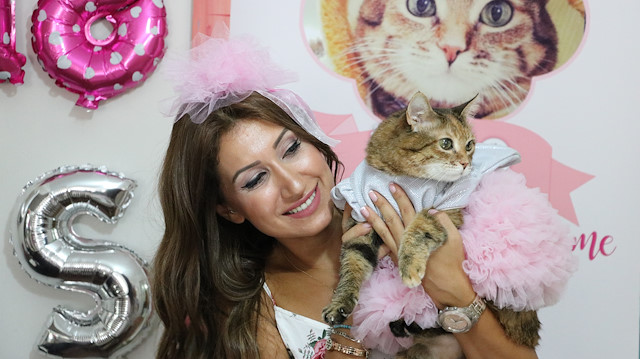 قالب حلوى وملابس خاصة.. تركية تحتفل بعيد ميلاد قطتها