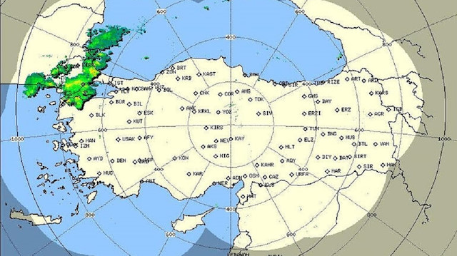 Meteoroloji'nin radar ekran görüntüsü